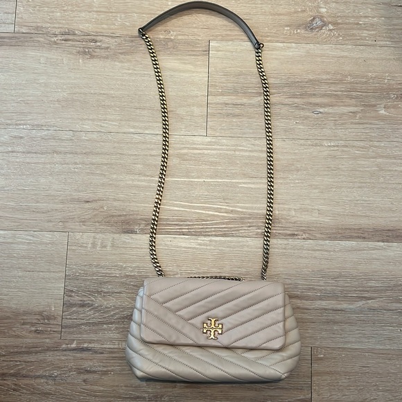 Tory Burch Small KIRA Chevron Shoulder Nappa Leather Bag Devon Sand $548 - Picture 13 of 13